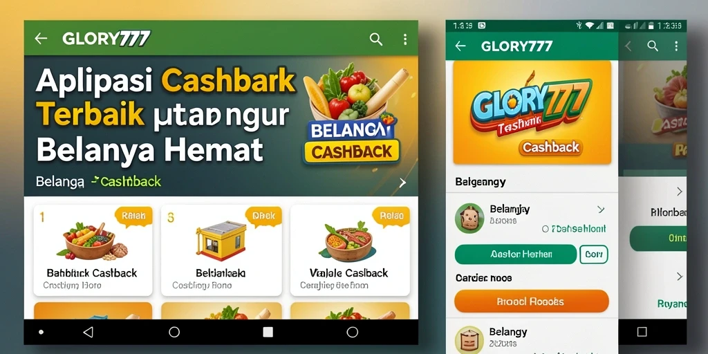 Tampilan aplikasi GLORY777 yang menampilkan fitur Cashback yang memudahkan berbelanja.