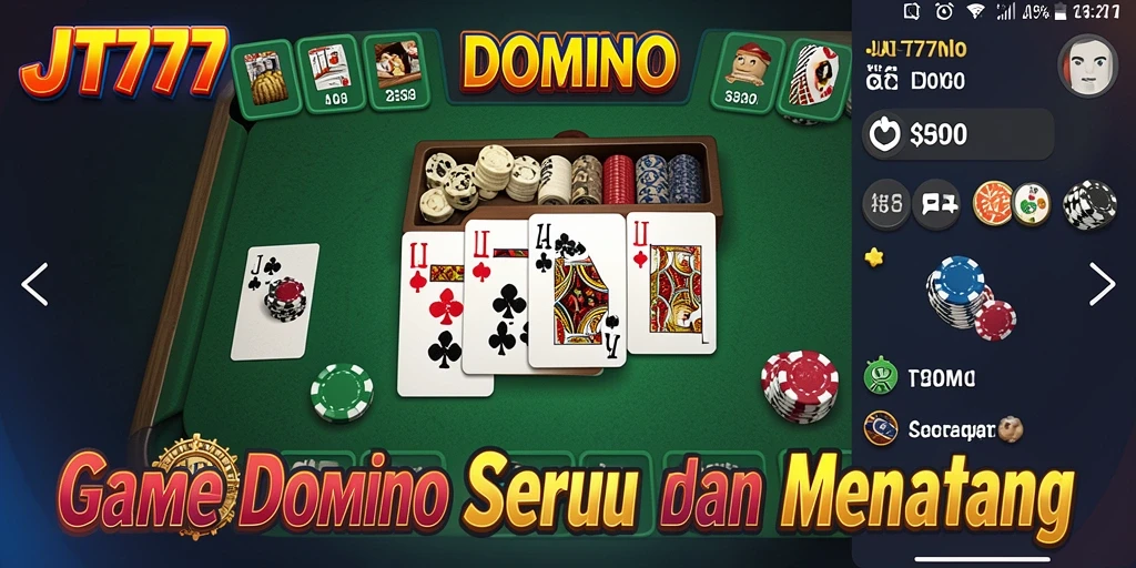Tampilan antarmuka permainan Domino JT777 yang menarik.
