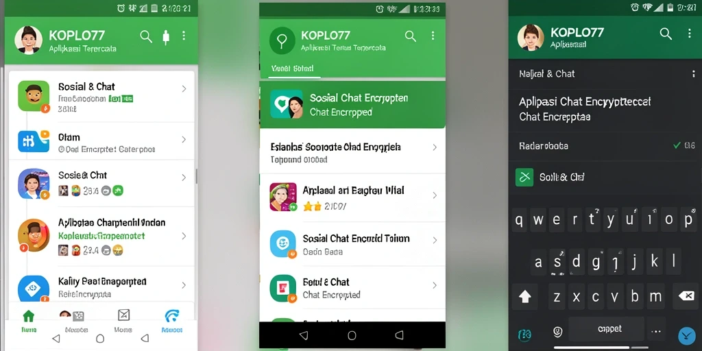 Tampilan antarmuka KOPLO77 dengan fitur Chat Encrypted yang aman.