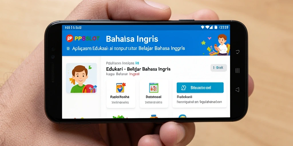 Antarmuka aplikasi PP8SLOT untuk belajar bahasa Inggris dengan cara yang menyenangkan.