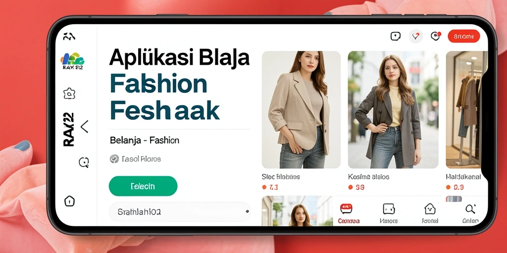 Antarmuka RAYA22 yang stylish dan user-friendly untuk berbelanja fashion.